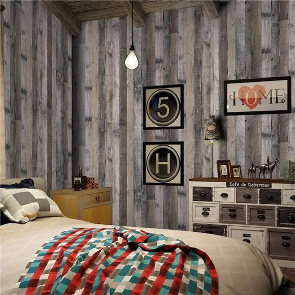 Gray Wood Peel and Stick Wallpaper Wood Plank Wallpaper 17.7inch x 118.1inch